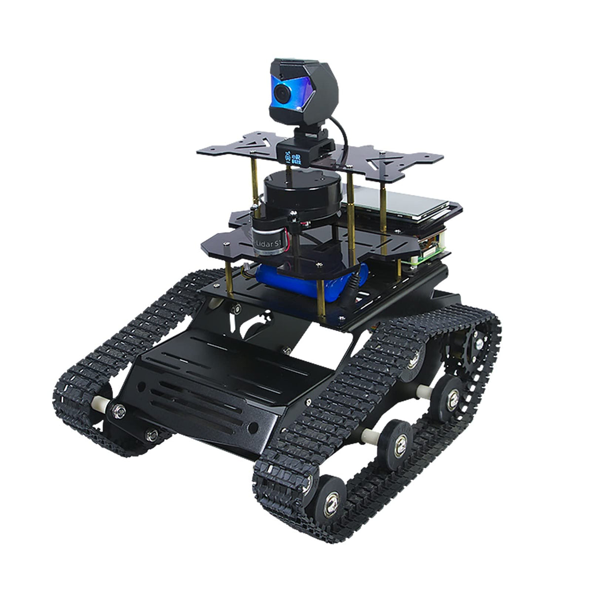 XiaoR Geek Raspberry Pi Smart AI Robot Car Kit, ROS SLAM Tank Car with LIDAR Mapping Navigation, Hd Camera, 3.5 inch Touch Display Programming Project for Adults(Black with Raspberry Pi)