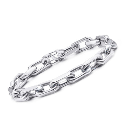 VNOX Link Chain Bracelets for Men - Cool Mens Bracelets Diamond-Cut Paperclip Solid Chain Bracelet Chunky Stainless Steel Jewelry Trendy Gifts (Silver, 7.5)