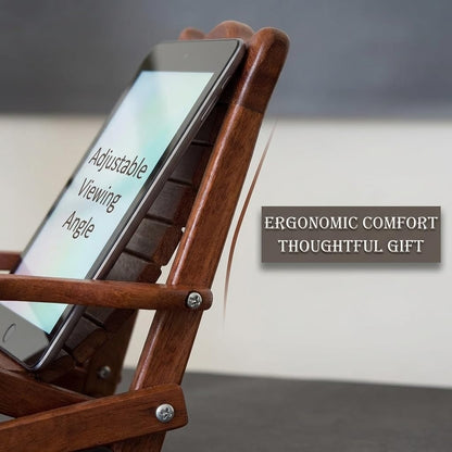 NIYOEHH Miniature Wooden Chair Phone Stand, Foldable Desktop Holder, Creative Universal Cell Phone Support, Wood Material