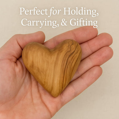 Zuluf Set of 2 Olive Wood Hearts 2 x 2 Hand Carved Wooden Heart Rustic Farmhouse Table Centerpiece Wedding Decoration Valentine Home Gift Sympathy Keepsake Made in Bethlehem w/Certificate