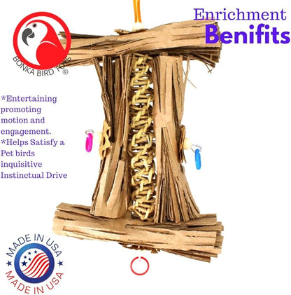 Bonka Bird Toys 1547 Natural Helix – Shreddable Bird Toys for Parakeets, Conures & Cockatiels – Natural Chewing & Foraging Bird Toy – Small Bird Enrichment Toy