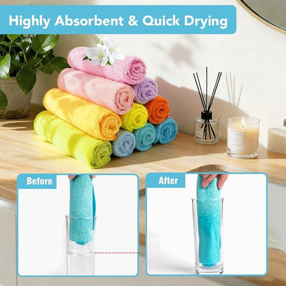 Orighty Washcloths, 20 Pack Microfiber Face Towels, Highly Absorbent and Soft