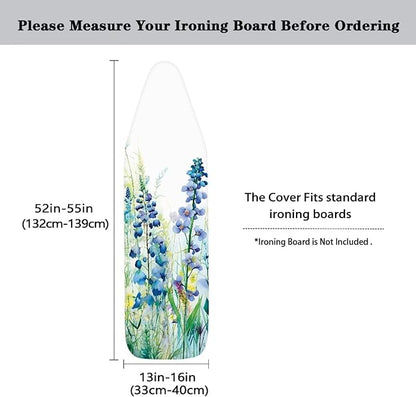 ZDCUSTOM Blue Flower Ironing Board Cover Iron Board Replacement Cover Resist
