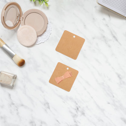 TEHAUX 200pcs Brooch Display Cards for Pins, Hair Clip Display Cards with Pre-Cut Hole, Brown Kraft Paper Earring Cards for Jewelry Hair Accessories Bow Display Organizing and Retail, 2.76X2.76inch