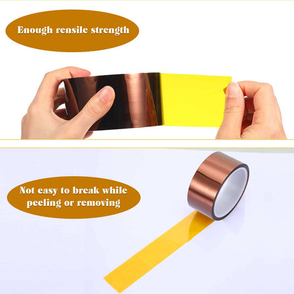 Outus 2 Rolls 30mm x 33m 50mm x 33m 108ft Heat Sublimation Tape High Temperature Transfer Tape Heat Resistant Polyimide for Electronics 3D Printers DIY Crafts (Dark Brown)