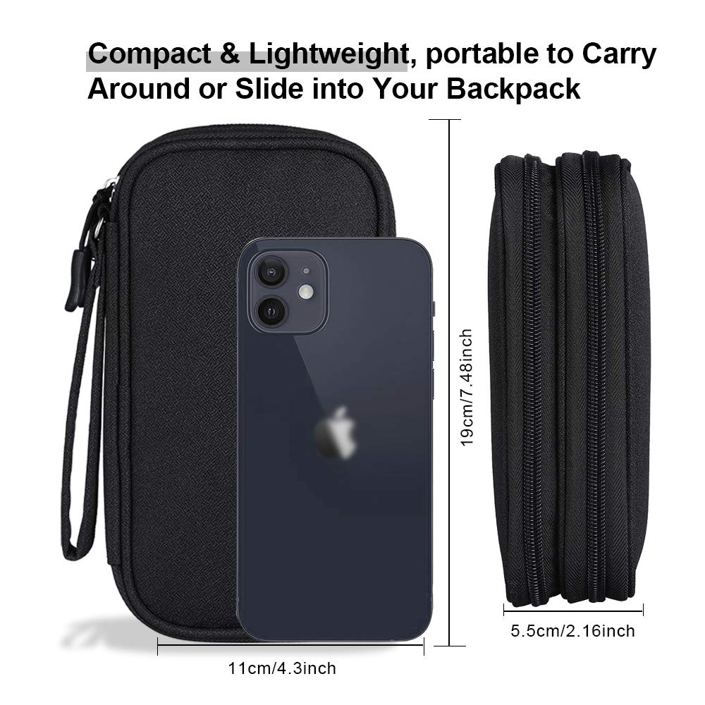 DDgro Travel Accessories Organizer Electronics Pouch for Keeping Certificates Charger/Power Bank/Cables/Mouse/Earphone (Medium, Black)