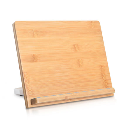 wishacc Bamboo Tablet Stand for Desk, 11"x8.2" Large Wooden Tablet Holder with Adjustable Angles, Thick Case Friendly Wood Stand for iPad Pro 12.9, Samsung, E-Readers, Kitchen & Drawing