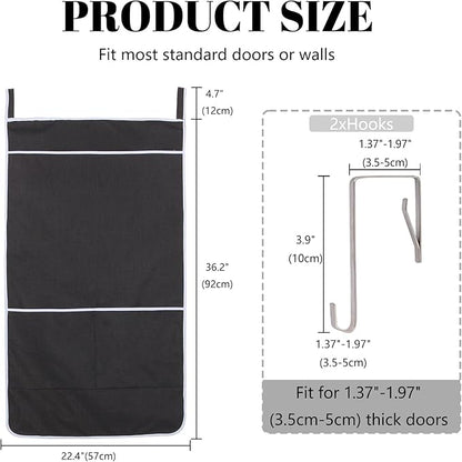 Black Hanging Laundry Hamper Bag, XL Door Hanging Hamper