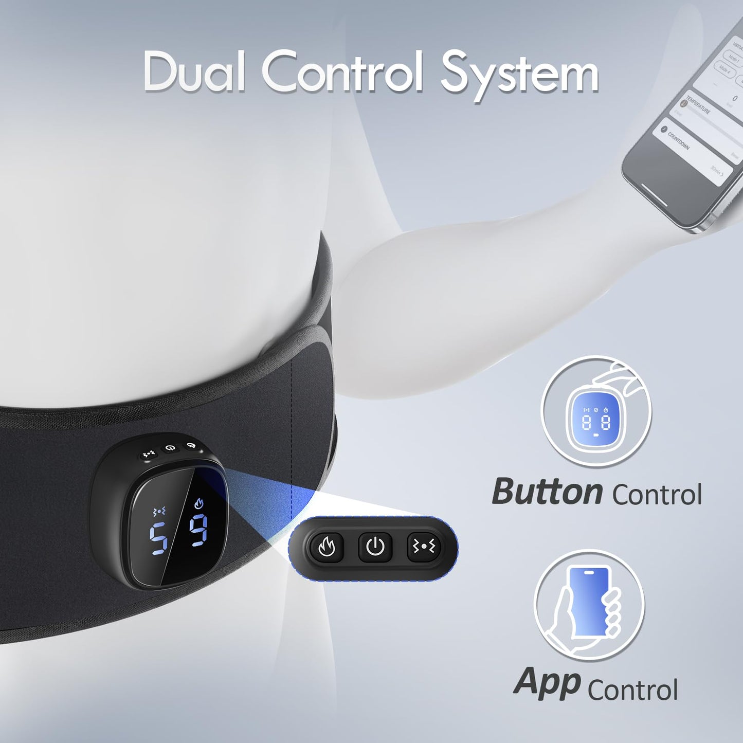 Comfytemp Cordless Portable Heating Pad with Massager for Lower Back Pain Relief, 9 Heat 5 Vibration 3 Intensity, FSA Eligible HSA Rechargeable Wireless Heated Waist Belt APP Control Gifts for Mom Dad