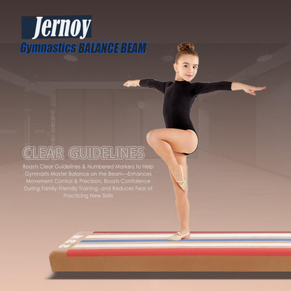 Jernoy 8 FT Folding Beam Gymnastics, Non-Slip Floor Balance Beam with Laser Guide for Kids, Beginners & Professional | Home, School, Gym Training Equipment