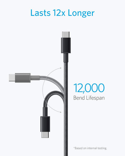 Anker Cable,[2-Pack,6 ft] Premium Nylon USB-A to USB-C Fast Charging Type C Cable,for iPhone 17 Series,Galaxy S10/Note 8,LG V20 and Other USB C Charger