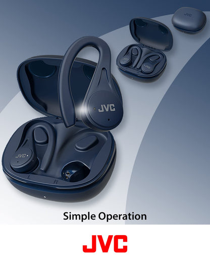 JVC Sport True Wireless Earbuds Headphones, Lightweight and Compact, Long Battery Life (up to 30 Hours), Sound with Neodymium Magnet Driver, Water Resistance (IPX5) - HAEC25TB (Black), Small