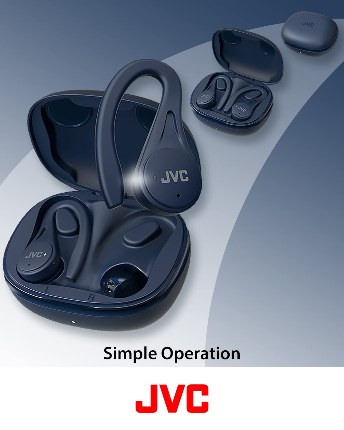 JVC Sport True Wireless Earbuds Headphones, Lightweight and Compact, Long Battery Life (up to 30 Hours), Sound with Neodymium Magnet Driver, Water Resistance (IPX5) - HAEC25TW (White)