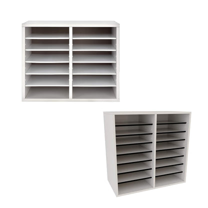 AdirOffice Wooden Literature Organizer Sorter (12 Compartment, White) Wooden Literature Organizer Sorter (16 Compartment, White) Bundle