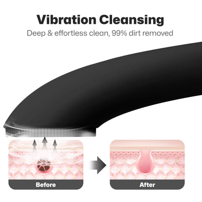 PRITECH Facial Cleansing Brush, Rechargeable Silicone Face Scrubber with Heat Massage End, Vibrating Exfoliator Scrubber for Deep Cleaning, Waterproof Face Brush for Women and Men (Pink)