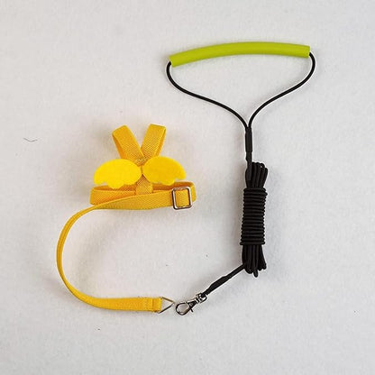 Bird Harness Leash Adjustable Outdoor Training Flying Harness Traction Rope with Cute Wing for Parrots Pigeons Budgerigar Lovebird Cockatiel Mynah (S,Yellow)