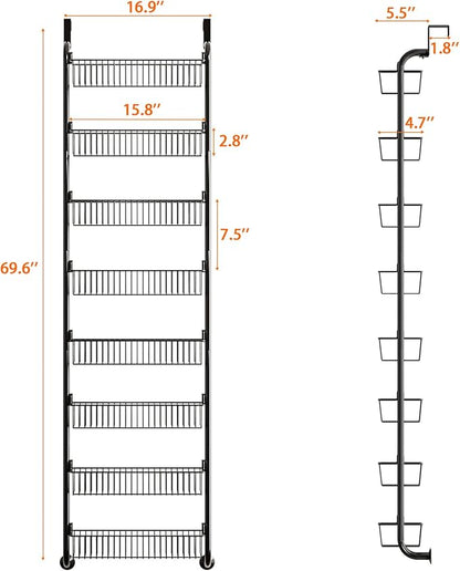 MIAOLI Over the Door Pantry Organizers and Storage, 8-Tier Spice Rack, Home &