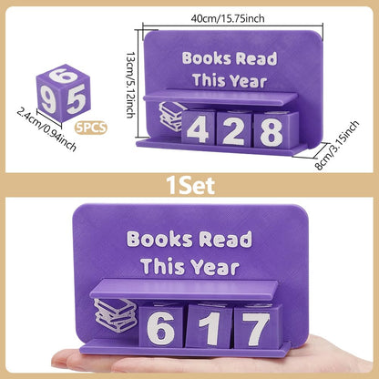 UNICRAFTALE Books Read This Year Counter Plastic 3D Printed Book Tracker for Reading Goal Display Purple Books Counter Sign Bookshelf Decor Reading Challenge Gift for Book Lovers 15.7x5.1x3.1Inch