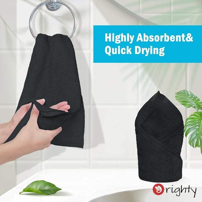 Orighty 6 Pack Black Hand Towels
