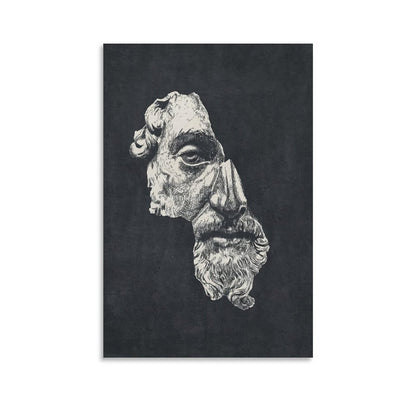 Marcus Aurelius Antoninus Ink Dark Stoic Philosophy Portrait Canvas Printing Wall Art Prints Wall Decor Posters Scandinavian Bohemian Living Room Bedroom Office Study 16x24inch(40x60cm)