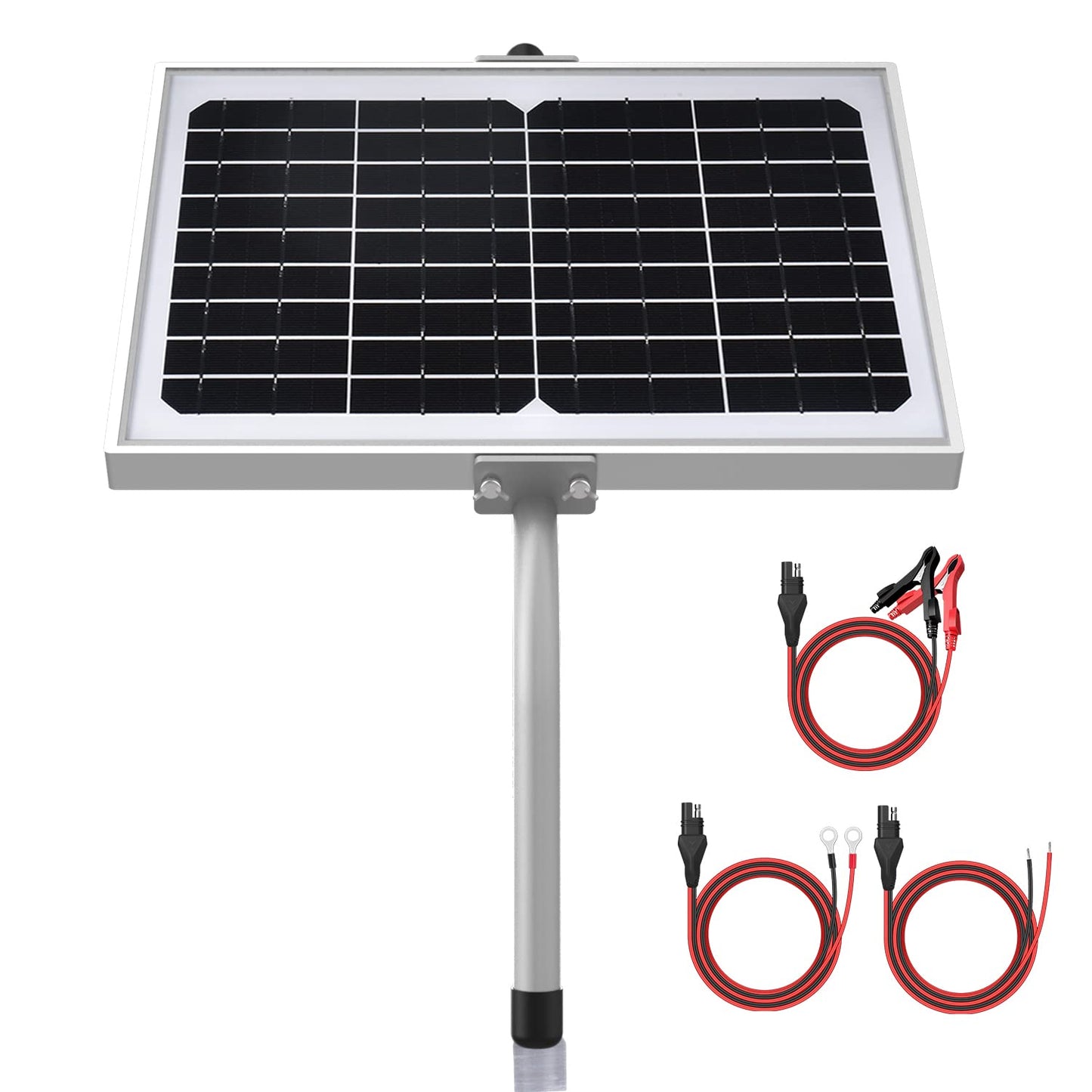 SUNER POWER 12V 10W Solar Battery Trickle Charger Maintainer, Built-in Smart MPPT Charge Controller, Tubular Mount Bracket, Waterproof 10 Watt Solar Panel Kits for 12 Volt Rechargeable Batteries