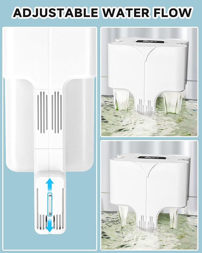 AQQA Hang On Aquarium Filter, Power Waterfall HOB Fish Tank Filter with Surface Skimmer, Adjustable Flow, Silent Multi-Stage Filtration for Freshwater & Saltwater, for Rimless Aquariums (6W 54GPH)