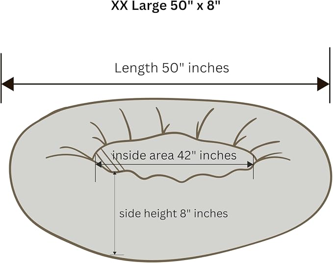 Organic Cotton Canvas Dog Bed: Removable Cover, Natural Fill - Made in USA (Dark Brown, XX Large 50" x 8" inches)