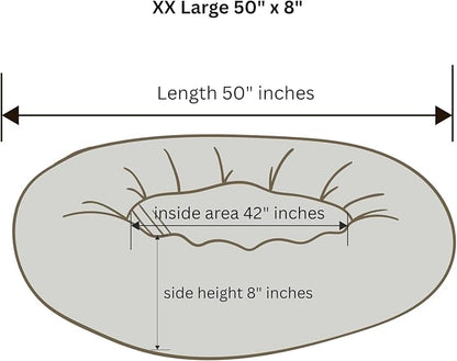 Organic Cotton Canvas Dog Bed: Removable Cover, Natural Fill - Made in USA (Medium Brown, XX Large 50" x 8" inches)
