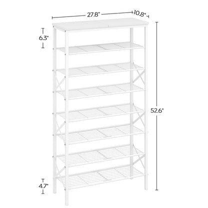 YATINEY 8 Tier Shoe Rack, Shoe Storage Organizer, Large Capacity Shoe Shelf Holds 32 Pairs of Shoes, Sturdy and Stable, for Entryway, Hallway, Closet, Dorm Room, White SS08WW