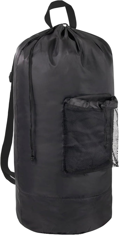 Laundry Bag Backpack with Shoulder Straps and Mesh Pocket Laundry Backpack