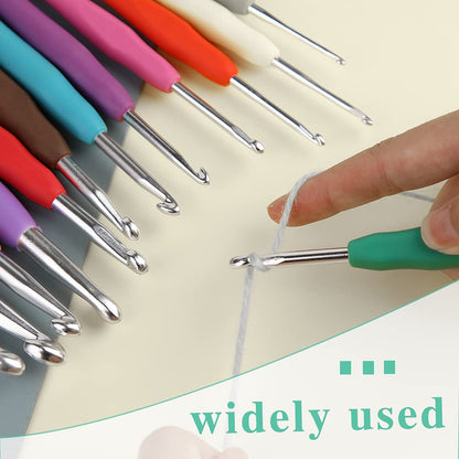 Mayboos 72 Pcs Crochet Hooks Set, Crochet Hooks Kit Plus Large Eye Blunt Needles Ergonomic Yarn Knitting Needles Marking Clips Tools Set with Crochet Needle Accessories