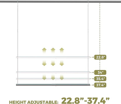 Hanging Closet Rod, 17-29In Adjustable Width and Up to 37In Height Adjustable