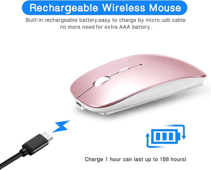 Bluetooth Wireless Mouse for Laptop mac MacBook ipad MacBook air MacBook pro pc Desktop Computer Windows Chromebook Notebook (Silver)