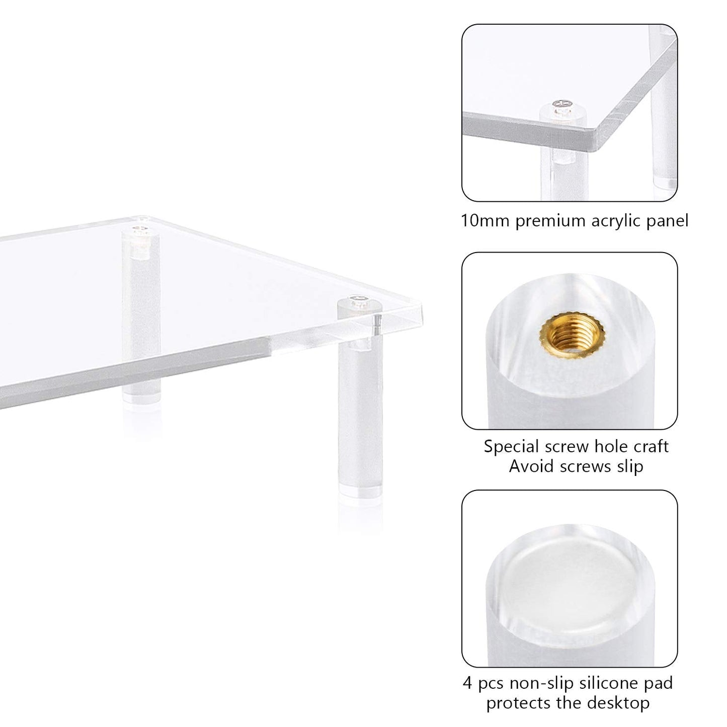 YestBuy 20x7.5 Acrylic Monitor Stand Riser, Clear Computer Stand for Laptop, iMac, Pc, Printer, Desktop Ergonomic,Desk Riser Work from Home Accessories Office Supplies Platform Save Space
