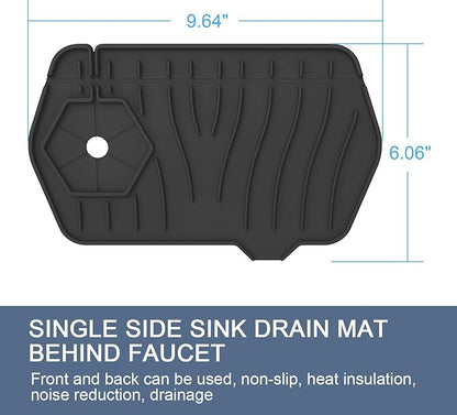 Sink Drain Mat Behind Faucet, Unilateral Faucet Guard Draining Mat, 90°