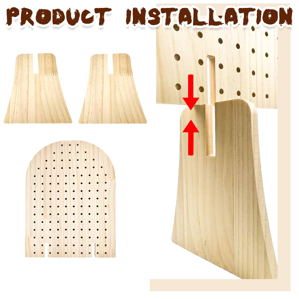 SMUVSMU 2 Pcs Wooden Pegboard Display Stand for Jewelry Keychains 25 Dowel Rods Accessories Rack, Earrings Organizer with Oval Pegboard Design for Craft Shows,Boutique Retail,Vendor Displays