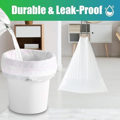 CHARMOUNT Drawstring 4 Gallon Trash Bags, Small Garbage Bags, Unscented Trash