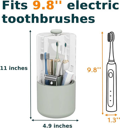 Toothbrush Holder with Cover 360 Rotating 4 Compartments Bathroom Toothpaste
