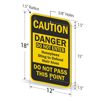 SmartSign "Do Not Enter, Honeybees Sting To Defend Their Hives" Sign | 12" x 18" Aluminum