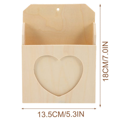 SEWACC Love Envelope Box 2Pcs Unfinished Wood Craft Kit for Kids Diy Painting and Decoration - Beige Photo and Mail Organizer