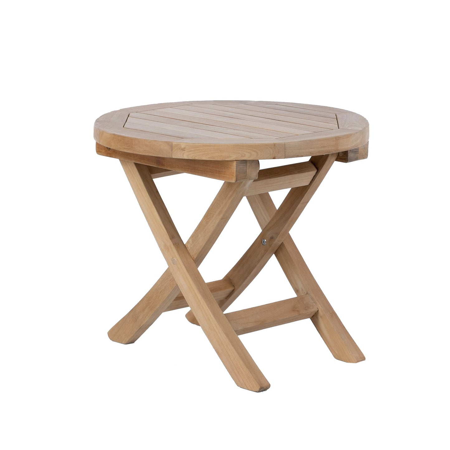 RRI Goods Teak Wood Folding 20”-Inch Outdoor Coffee Table - Perfect for Camping & Outdoor Entertaining - Ideal for Backyard, Front Porch, Balcony (Round)