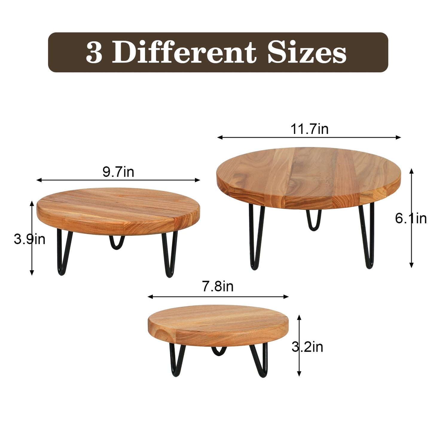 jubilander 3 Pcs Buffet Risers, Wood Round Food Riser Dessert Table Display Stand Set for Party Wood Cupcake Stands Nesting Table for Home Decor (Natural)