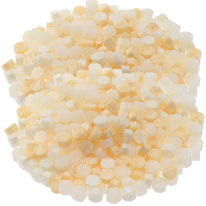 Wax Seal Kit with Warmer, ONWINPOR 300pcs Sealing Wax Beads in 3 Colors, Non-Slip Spoon, Candles for Envelopes, Stamp Letter Seal,Wedding Invitations (Pearl White Mix)
