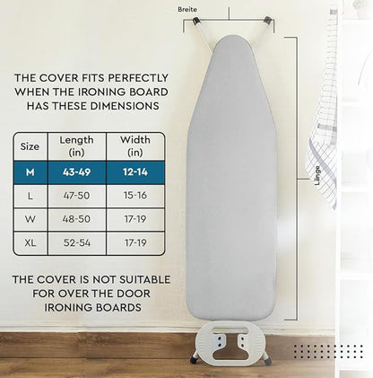 Encasa XO Ironing Board Cover And Pad 42"x14" - 4mm Felt & 2mm foam Metallized