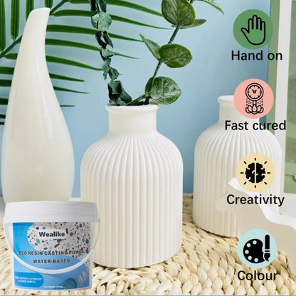 Wealike Eco Resin Casting Powder 6.6lbs/3000G,Water-Based Ceramic Resin Plaster with 6PCS Pigments,20-30 Minutes Demold.Easy Mix for Home Decor &DIY Art