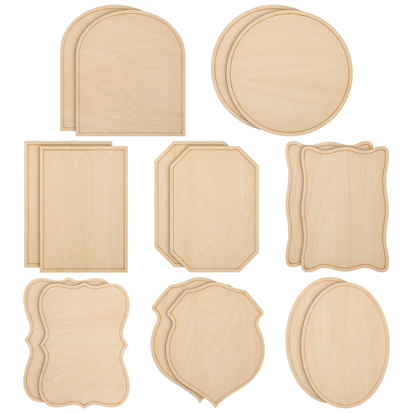 Nuanchu 16 Blocks 6.5" x 4.5" Unfinished Wooden Plaques in Various Shapes for Various Painting Ideas, Wood Sign for Burning DIY Crafts(Style 1)