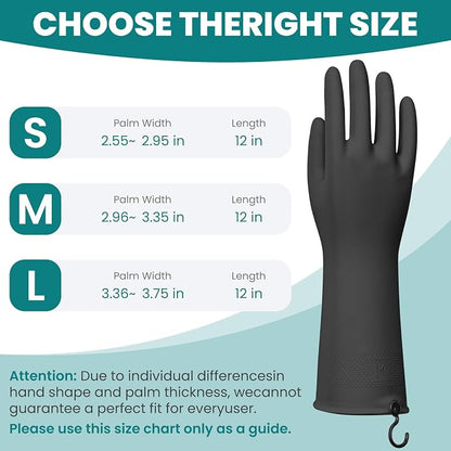4 Pairs Rubber Dishwashing Gloves with Hanging Hooks - Reusable Cleaning Gloves for Kitchen & Household, Non-Slip, Durable and Flexible (Medium, 4 Colors: Black, Pink, Blue, Purple)