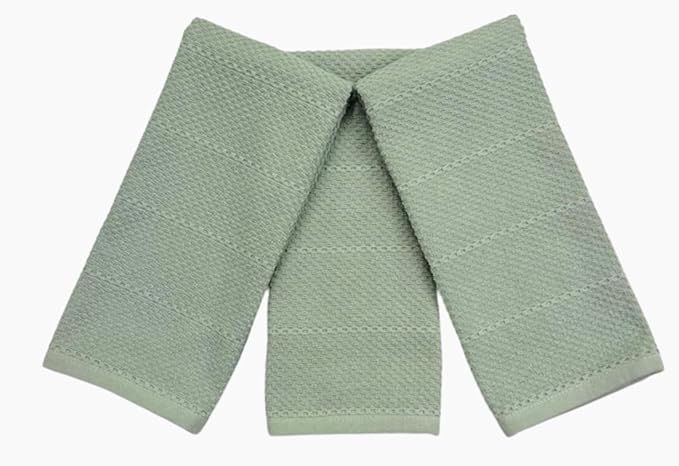 Serafina Home Sage Green Kitchen Dish Towels: 100% Cotton Cloth Soft Cleaning