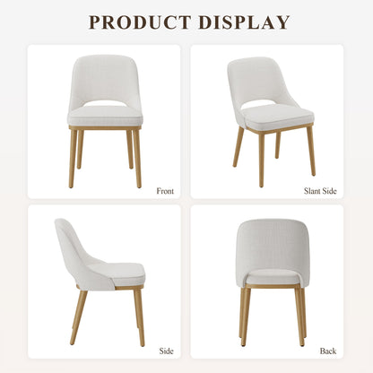 MALOL Wooden Dining Chairs Set of 2, Modern Fabric Upholstered Dining Room Chair, Kitchen Side Chairs, Farmhouse Armless Dinner Chair with Open Back for Kitchen, Beige
