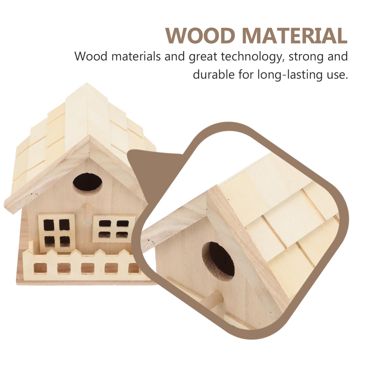 Toddmomy Wooden Bird House Outdoor Small Bird Nest Hanging Feeder Home Garden Decoration 7.08X5.51X5.11 Inch Natural Wood